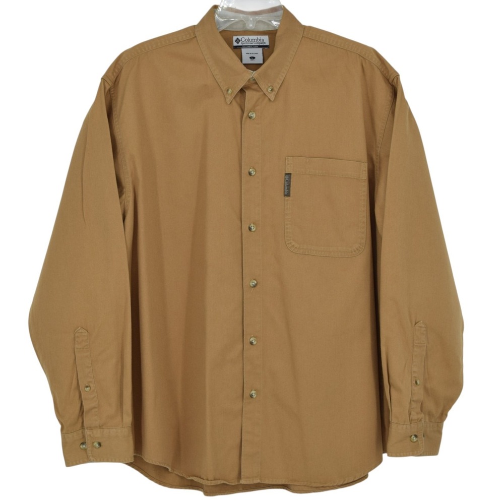 Columbia AM7703 Men's Large Heavyweight Vintage Cotton Twill Shirt Tan Gorpcore